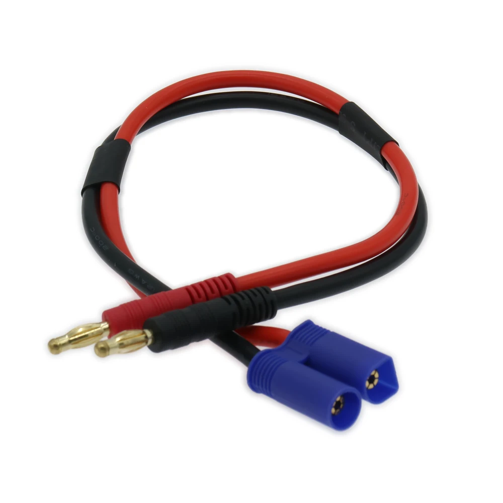 RCAWD 1x300 мм штекер EC5 и позолоченный 24K 4 0 силиконовый кабель-банан 12awg для зарядного