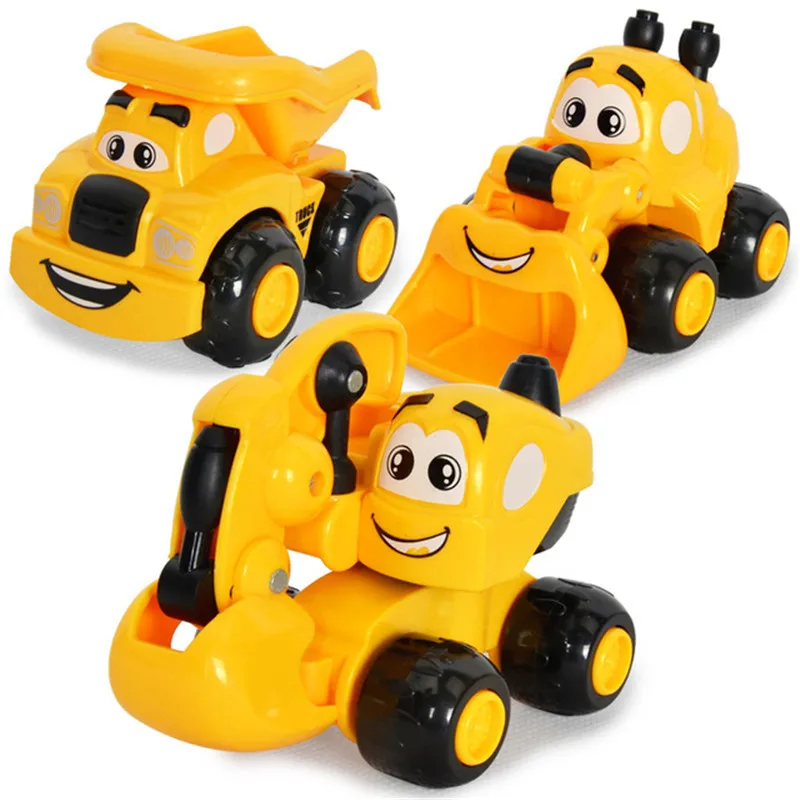 Kawaii-3Pcs-Lot-Mini-Cartoon-Engineering-Vehicles-Inertial-Car-Excavator-Sand-Truck-Forklift-Model-Children-Best (1)