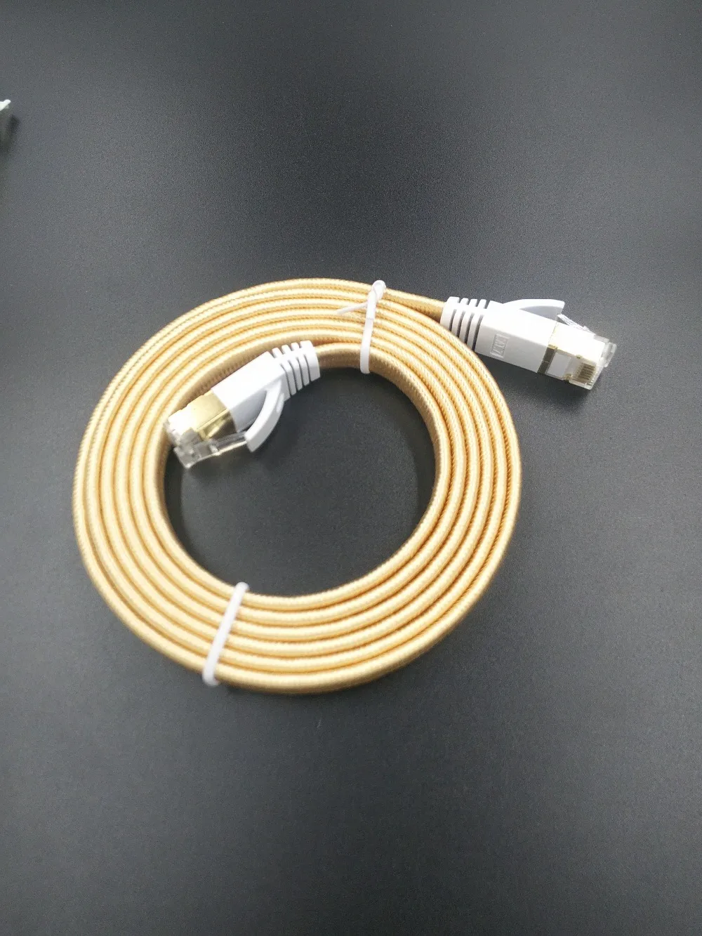 

50PCS/LOT GOLD COLOR 0.5m1m1.5m2m 3m,5m 10mCAT7 cable RJ45 Patch flat Ethernet LAN Network Cable For Router Switch gold plated