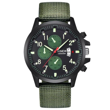 

XINEW Watches Mens Fashion Nylon Band Casual Date Quartz Wrist Watch Army Sports Vintage Watch Montres de Marque de Luxe 2018