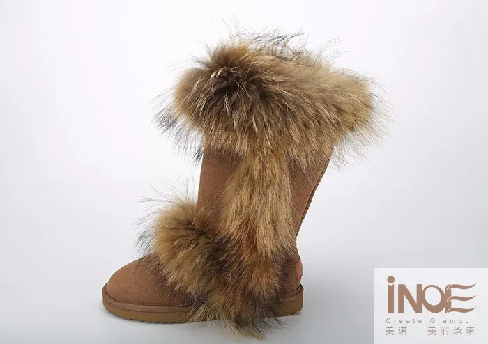 Модные зимние женские ботинки высокого качества из натуральной коровьей замши с натуральным лисьим мехом, зимняя обувь высокие сапоги нескользящая подошва 35-44