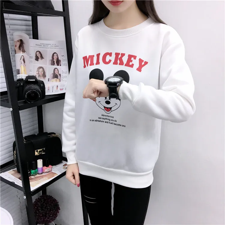 

Cute Cartoon Print Female Sweatshirt Spring Autumn New Style Round Neck Women Tops Casual Loose Women Sweatshirt