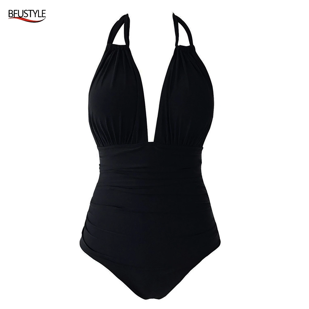 

Bfustyle 2019 Women's Deep V-neck Swimwear Sexy One Piece Swimsuit Solid/print Color Bathing Suits Summer Women