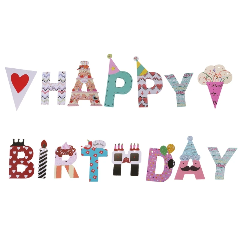 

Happy Birthday Garland Decorations Cute mini Children Kids Party Cartoon Paper Banner