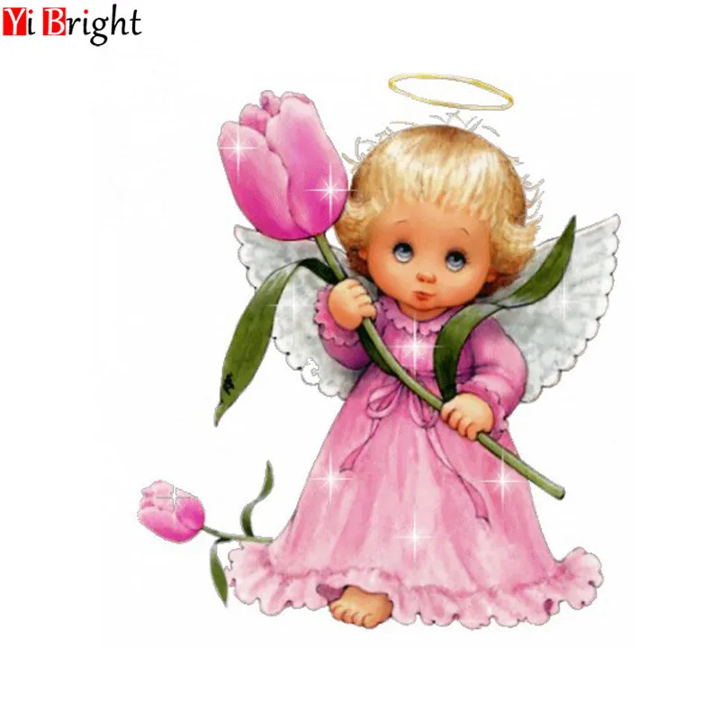 

Full Diy Diamond Painting Baby Angel & Flower Tulip Embroidery Diamond Painting Cross Stitch Rhinestone Mosaic Paintings XY1