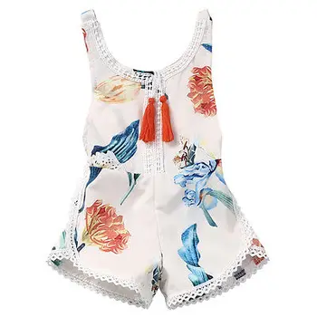 

2017 New Baby Kids Girls Summer Sleeveless Floral Cotton Romper Jumpsuit Outfits