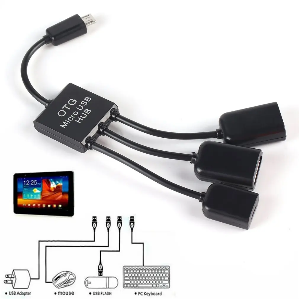 

Rechargeable Micro USB Hub OTG Connector Spliter Power Charging Cable For Smart phone Computer Tablet PC Data Wire
