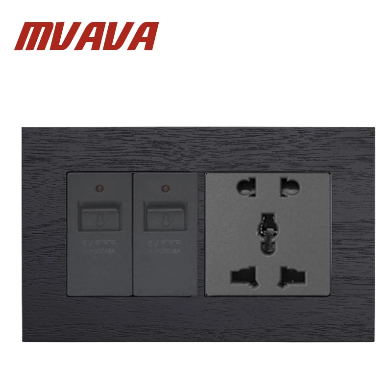

MVAVA Double 5 Pin Socket With Double USB Socket Black Artificial Wood 86*146MM Double Multifunction Socket Free Shipping