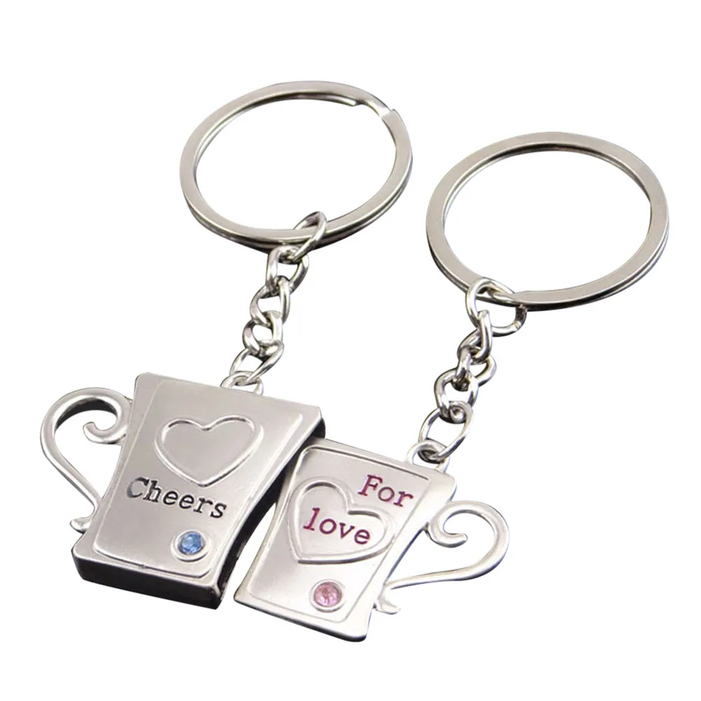 

2018 new 2 PIECES Creative Couple Keychain Gift Cup Love Key Ring FOR Valentine's Day gift hot sale drop shipping Dec 25