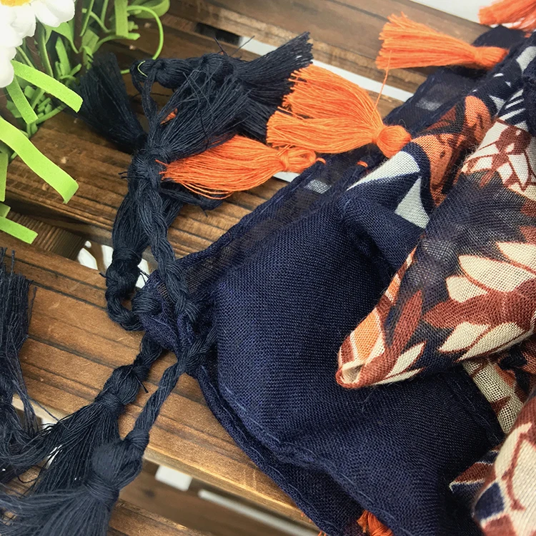 Marte& Joven, этнический стиль, цветочный принт, оранжевый шарф, пашмина, модный, осень/зима, негабаритные, мягкие шали и палантины с кисточками