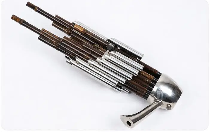 

Chinese traditional Musical Instrument BAMBOO SHENG ancient reed pipe wind instrument sheng D tone 17-key white copper sheng