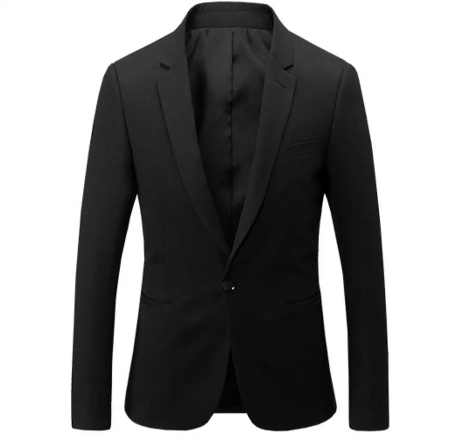 Men's fashion style coat lapels a grain of buckle black business suit