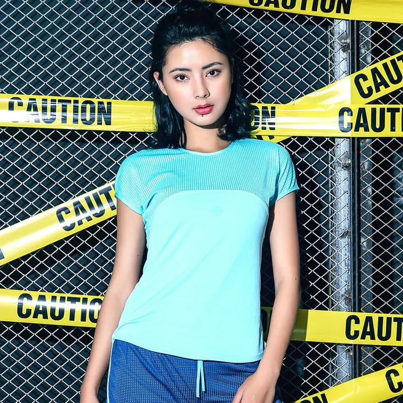 

Aipbunny 2017 Breathable Mesh Yoga shirt Sports t-shirt Sportswear Workout Athletic Gym t shirt Dry Fit Fitness Women Clothing