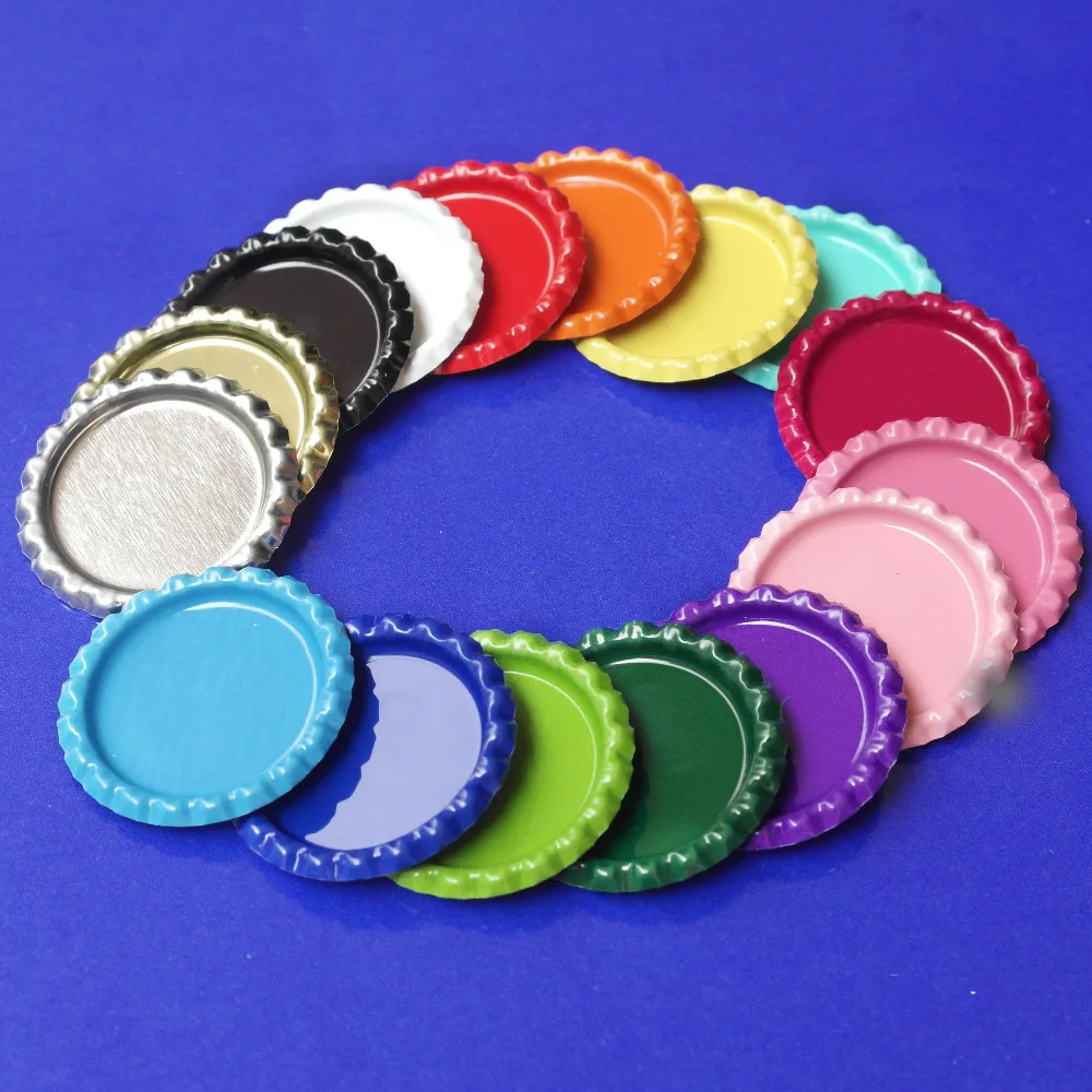 

Hot ! 12 Colors 3000 pcs/lot Two- Side Colored Flattened Bottle caps Metal Dome Cap Bottlecap For Crafts & Jewelry Without Hole