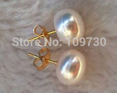 

Bridal jewelry free shipping hot sell Genuine natural 14-15mm AAA+++ white bread south sea pearl earring