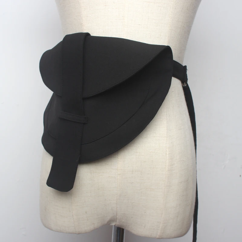 

2019 Double Face Suit Fabric Waist Packs For Women Black Paris Style Waist Belt With Bags Elegant Ladies Phone Purse Fanny Packs