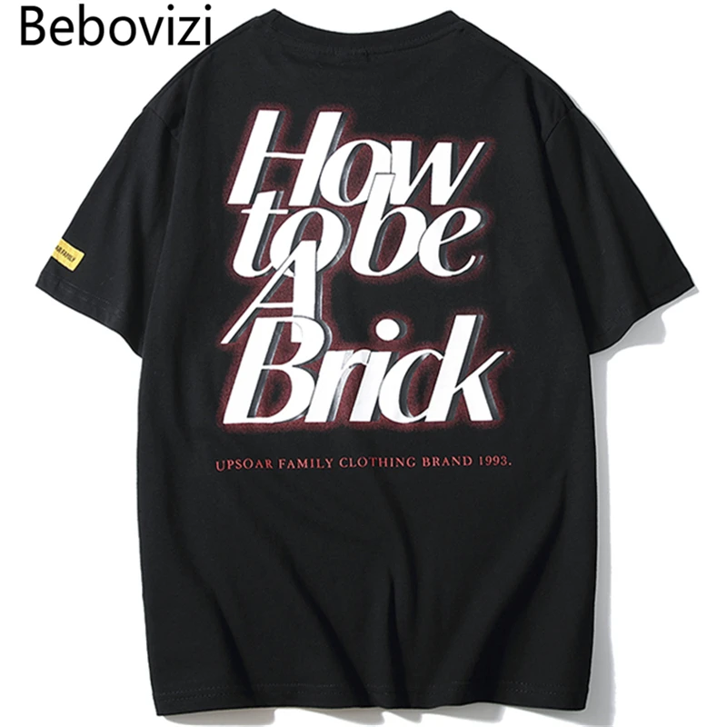

Bebovizi Letter Print Tshirts Streetwear Hip Hop Casual Unisex T Shirts 2019 Men Fashion Casual Yellow Short Sleeve Tops Tees