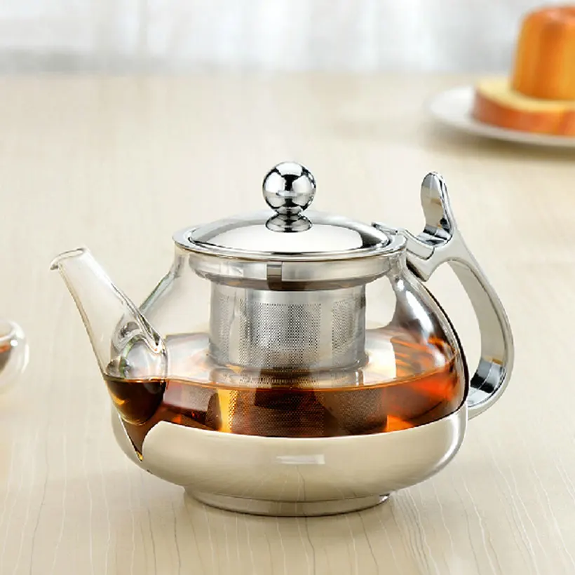 Thick Glass Teapot Stainless Steel With Filter Kungfu Tea kettle