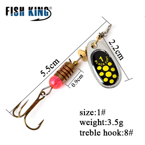 FISH KING 6 цветов 0#-5# Спиннер приманка с тройными крючками 35647-BR художественная приманка рыболовная приманка - Цвет: as photo