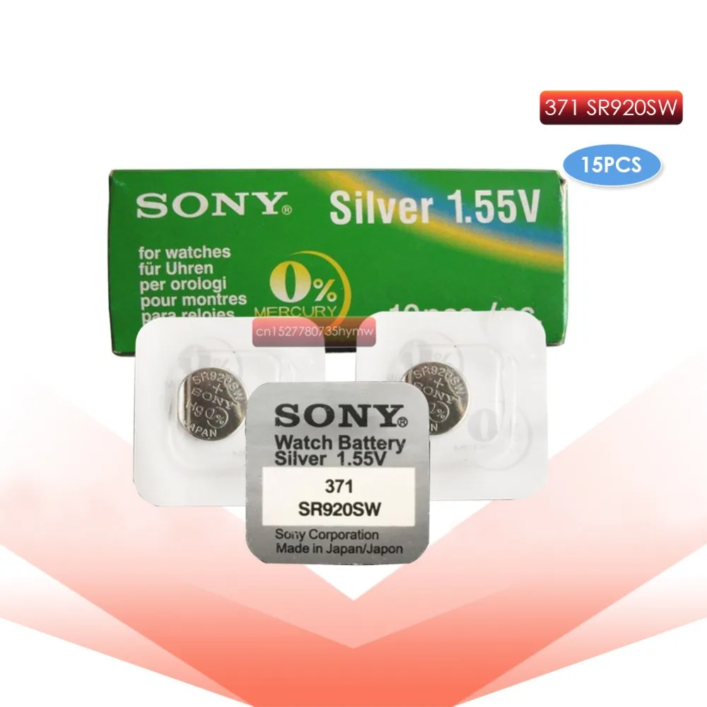 

15pc Sony 100% Original 371 SR920SW 920 1.55V Watch Battery SR920SW 371 Button Coin Cell MADE IN JAPAN