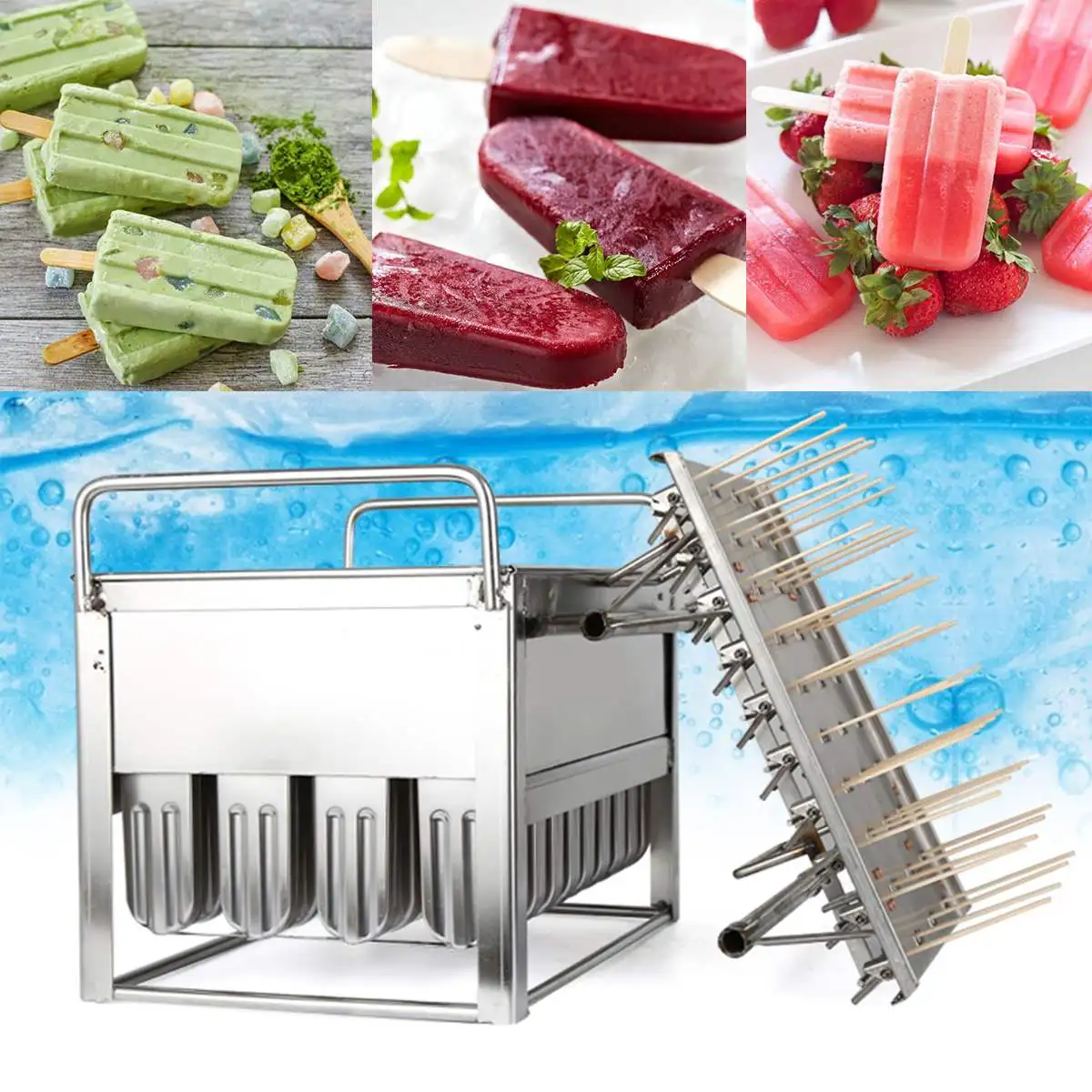 Large Industrial 40pcs Stainless Steel Ice Pop Molds Ice Lolly Popsicle Mould Stick Holder Home