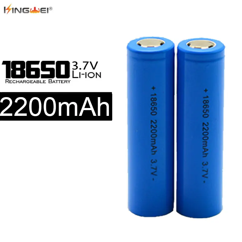 10Pcs/lot KingWei 18650 Flat Head Battery 2200mAh 3.7v rechargeable TR 18650 Lithium li ion
