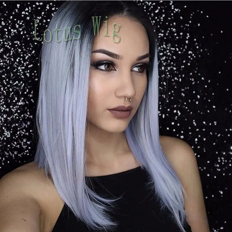 Cheap High Quality Glueless Silver Grey Hair Ombre Bob Gray