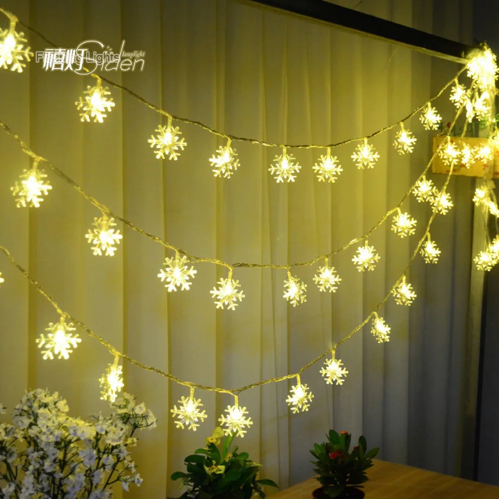 5M 28LED Snowflake led decorative String Fairy Lights for Christmas Party Wedding room indoor Decoration Festoon party lights 