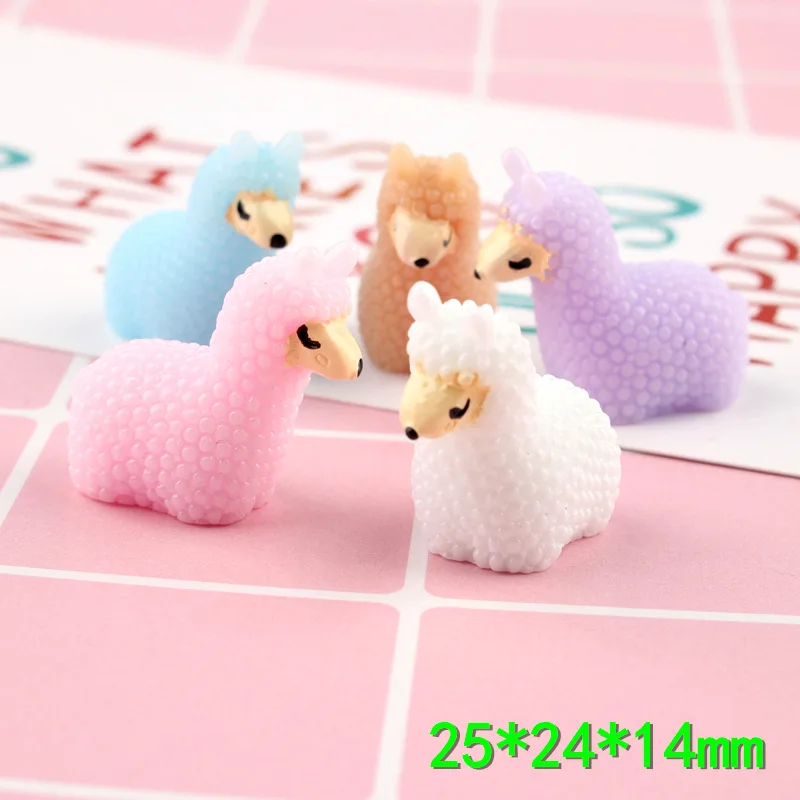 

4PCS Lovely Resin Sheep Alpaca Cute Mini Doll House Accessory Home Decoration Garden Miniatures DIY Accessories