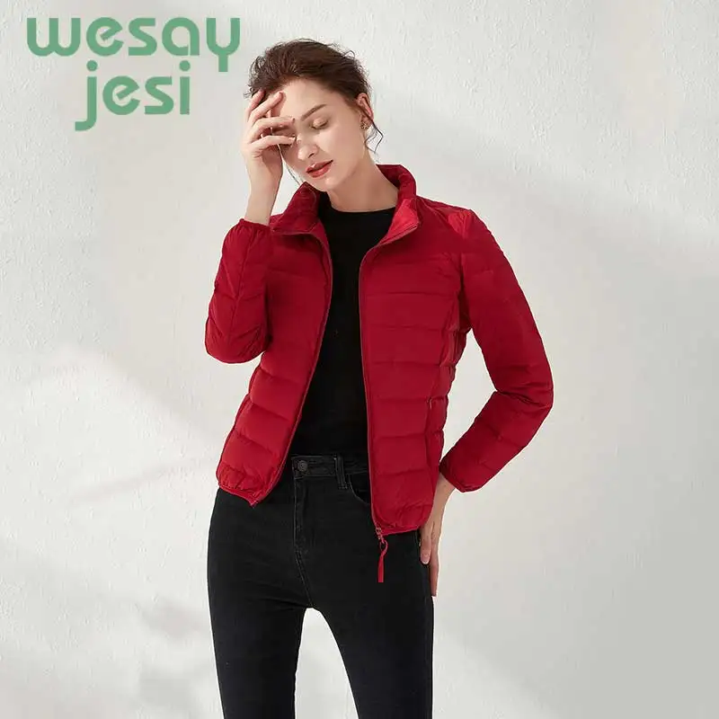 2019 90% white duck down Casual jackets Solid women autumn winter down coat female zip pocket down jacket parkas plus size