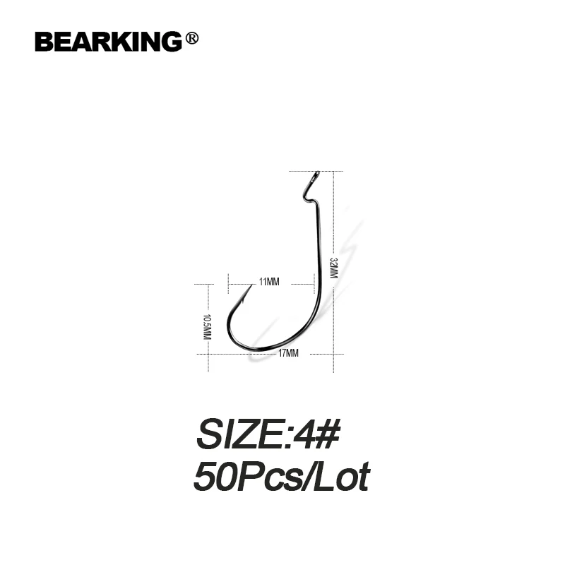 BEARKING 50 шт. в партии, рыболовная Мягкая приманка, червь, крючки из высокоуглеродистой стали, широкий супер замок, рыболовные крючки, рыбацкие крючки, рыболовные снасти - Цвет: 4