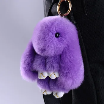 

Dolls Toy Real Rex Rabbit Fur Key chains 14 cm Pendant Bag Car Charm Fluffy Bunny Keychain Fur Monster Girlfriend Gift Llaveros