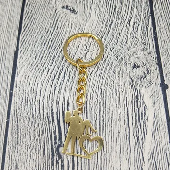 

New Family Keychain Stainless Steel Lovers Couple Pendant Keychain Heart Keychain Figure Jewellery