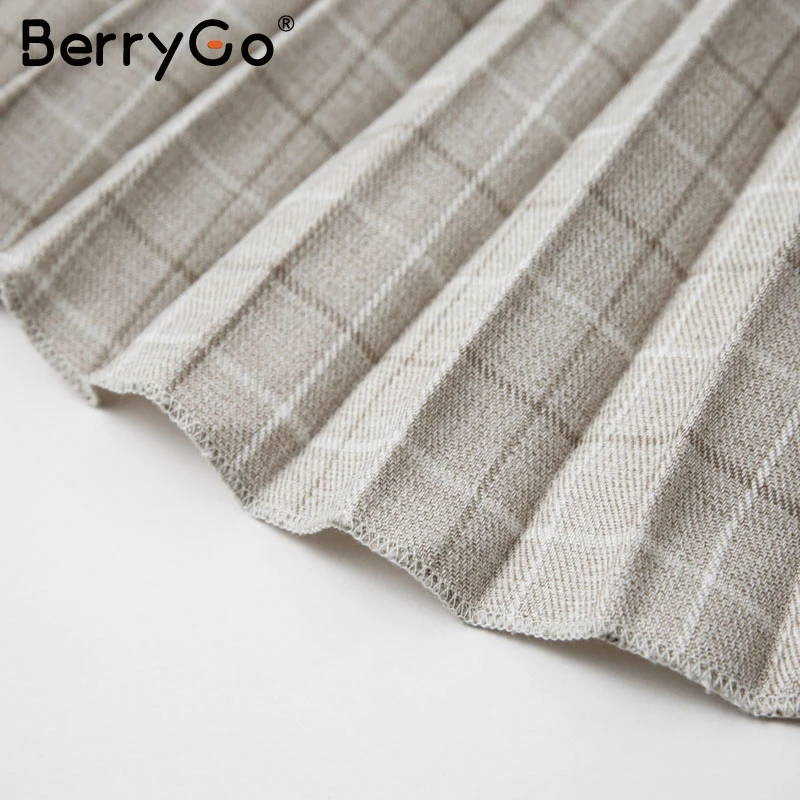 BerryGo V-образным вырезом на пуговицах ремень женское платье Элегантный блейзер плиссированные A-Line офисные женские платья с длинным рукавом осень
