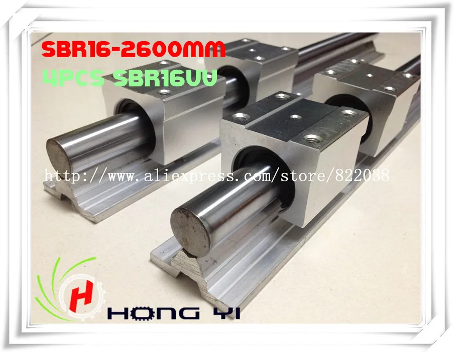 

2 X SBR16 L = 2600mm Linear Rails +4 X SBR16UU straight-line motion block for SFU1605 Ball screw (can be cut any length)