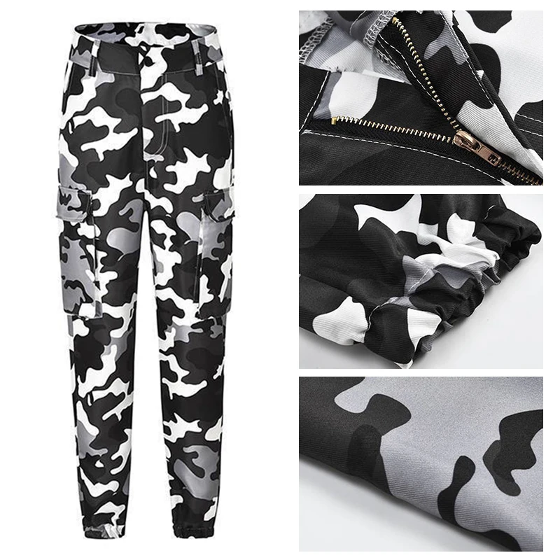 Women's Ladies Summer Spring Camo Cargo Pants Woman High Waist Long Trousers Women Casual Military Army Camouflage Pencil Pants
