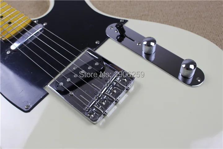 Горячая Распродажа tele guitar электрическая гитара кремового белого цвета черного