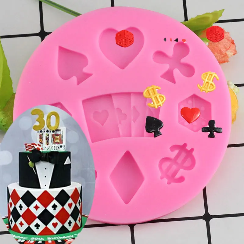 Игральные карты форме шоколадные конфеты плесень 3D помадка силиконовые формы шоколадный торт украшения формы праздничный торт выпечки инструменты