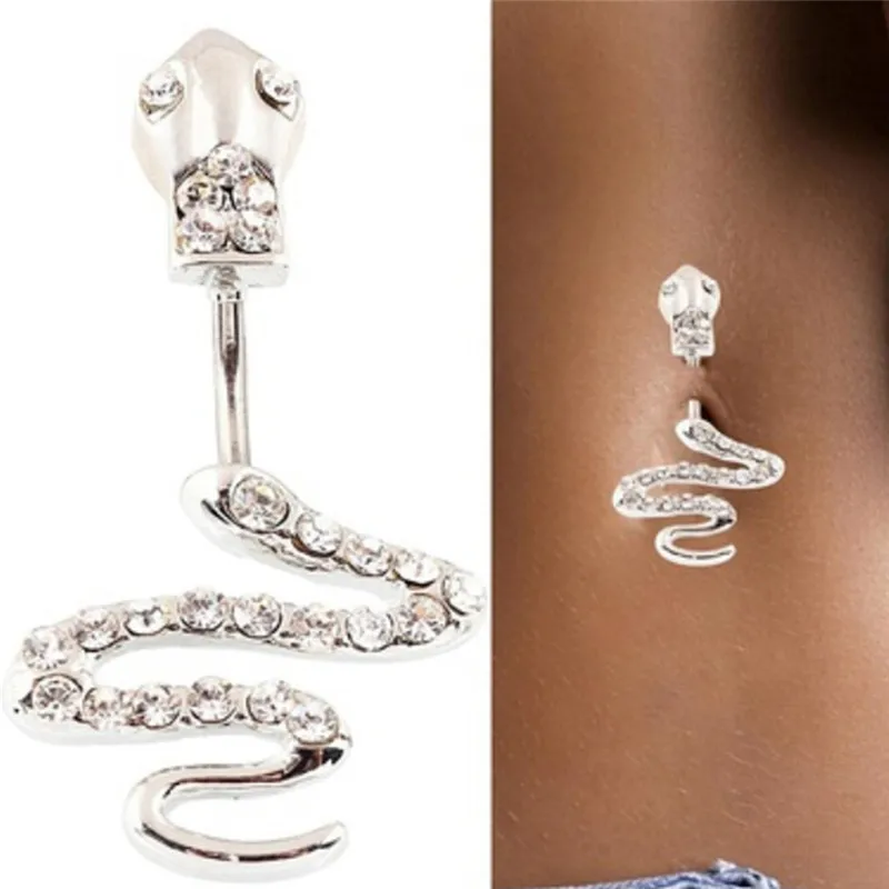 Fashion Women's Belly Button Navel Ring Silver Snake Body Piercing Jewelry I2 