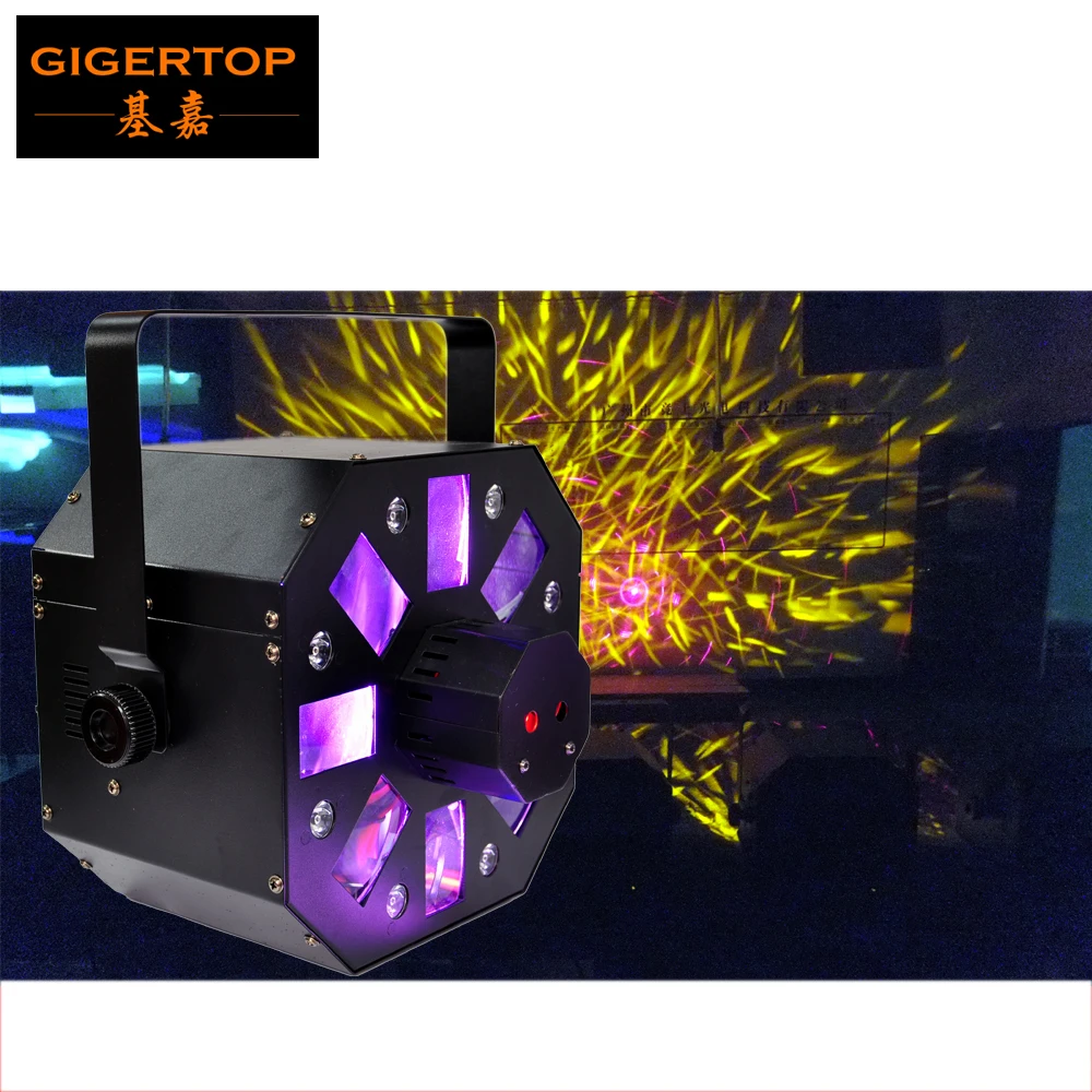 

Freeshipping TP-E05 Led Colony Stage Effect Light LED White Strobe Combined with Red/Green Laser +RGBWA Rotating Derby Effect