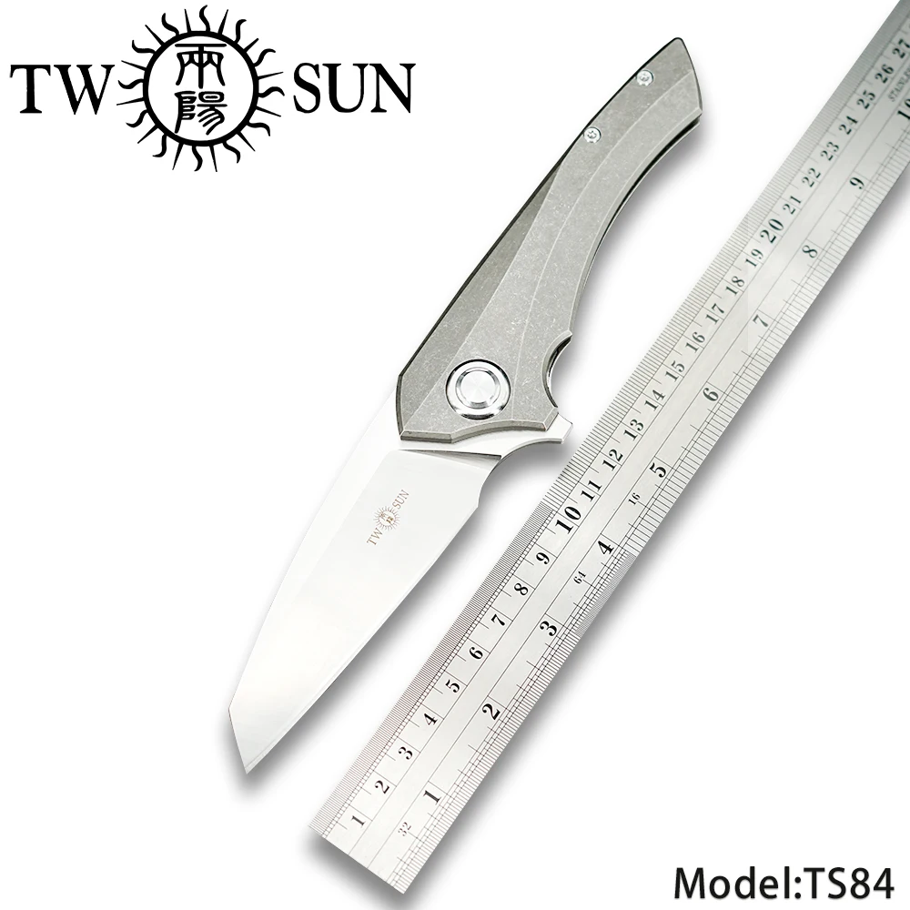 

TwoSun d2 blade Big Folder folding Pocket Knife tactical knife hunting survival tool EDC Titanium Bearing Fast Open Orca TS84