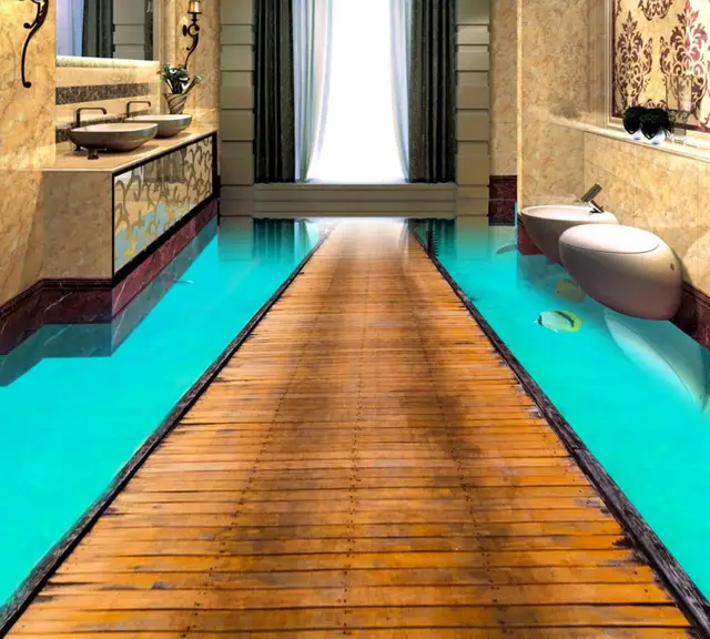 3D floor aegean sea custom 3d floor stickers water non slip waterproof