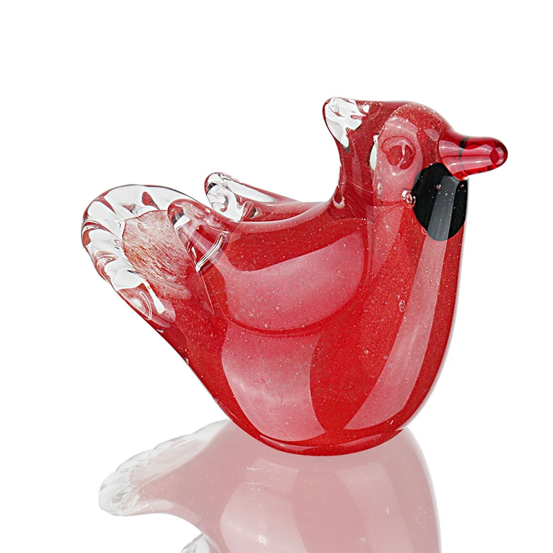 Blown Glass Figurine /"Murano/" Art Hanging Bird Red CARDINAL Ornament