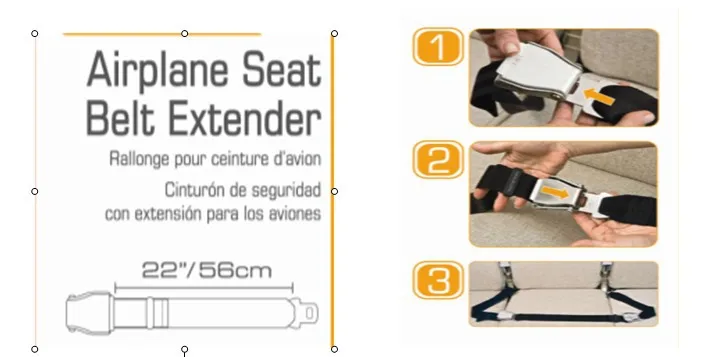 Регулируемый пояс самолетов место Extender/Самолет ремень безопасности Extender/Самолет ремень удлинитель/авиакомпании ремня Extender 58 см