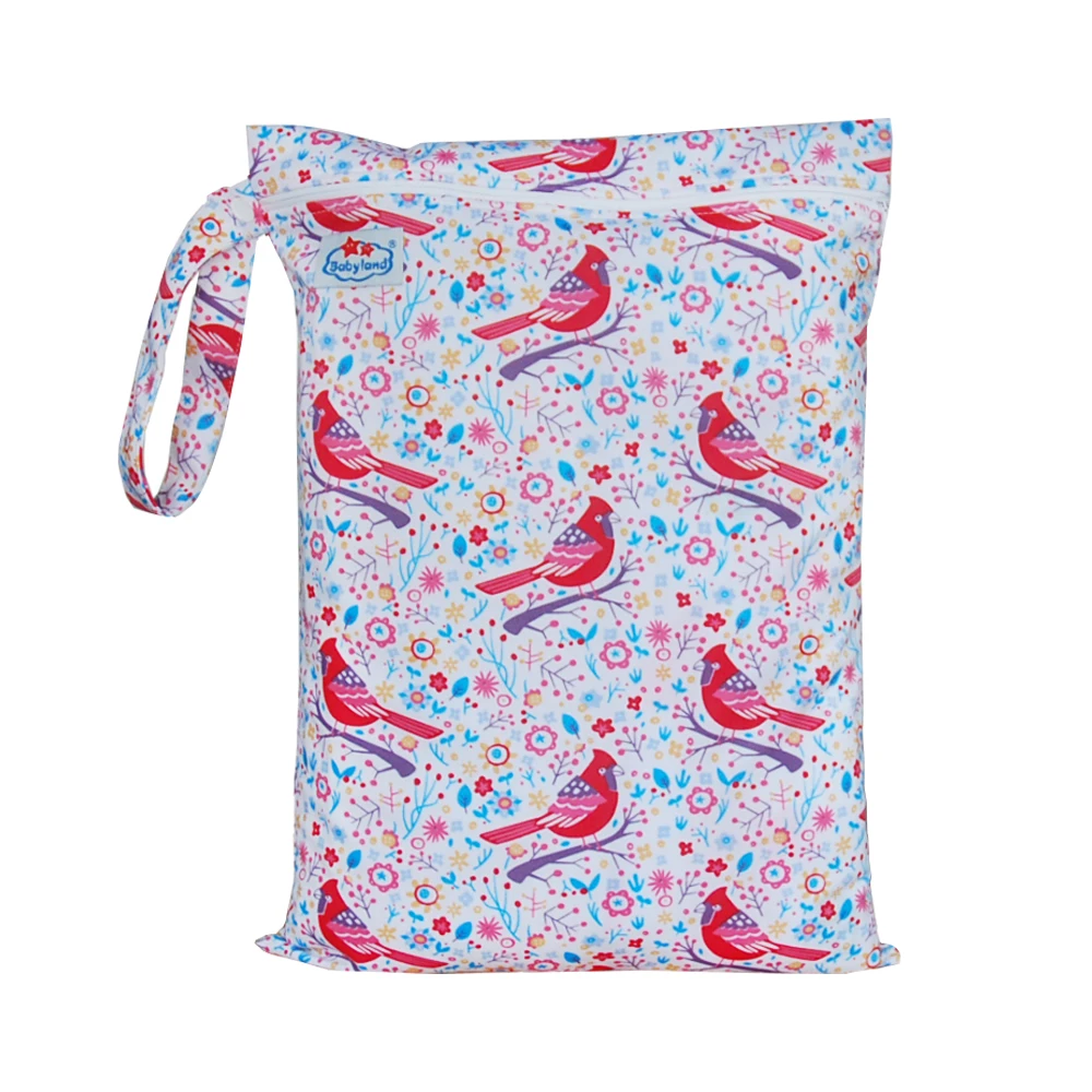 Babyland Waterproof Diaper Bags 10pcs/Group Menstrual Pads Reusable Travel Bags Multi Function Zipper Bags 30x40CM Lots of Print