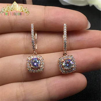 

18K White Gold 2PCS 1CT 6.5MM D Color Moissanite Earrings For Women