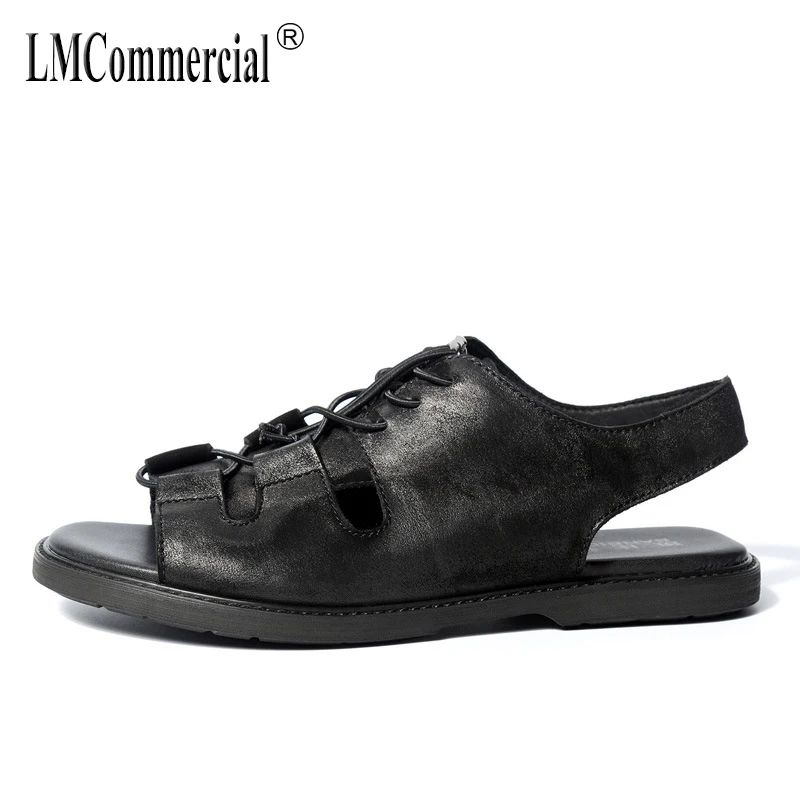 

summer new Genuine leather Rome sandals men Sneakers Men's Slippers Flip Flops casual Shoes beach outdoor anti-skid cowhide male