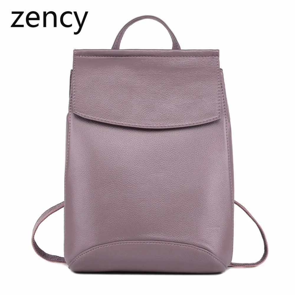 ZENCY Genuine Leather Women Backpacks Ladies Girl Backpack Top Layer Cowhide School Bag Mochila
