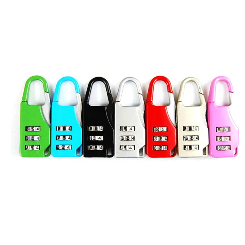 

3 Dial Digit Number Code Password Combination Padlock Security Travel Luggage Safe Lock 6 Color Keyed Padlocks For Notebook Gym