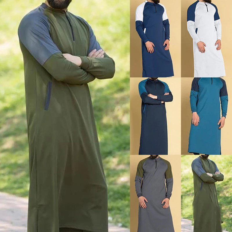 Для мужчин Абая, для мусульман Костюмы мусульманская одежда для Дубай Арабские накидки и таубы халаты кафтан традиционной Костюмы с длинным рукавом однотонные Саудовская Аравия Homme мужская одежда